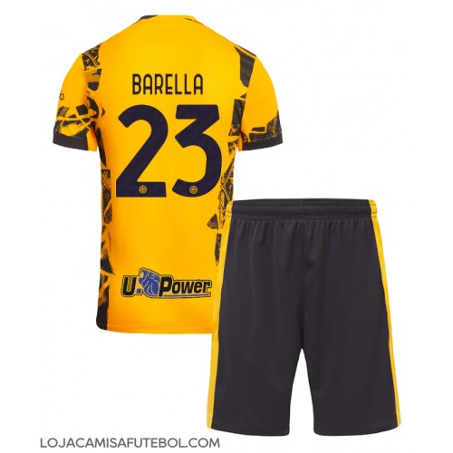 Camisa de Futebol Inter Milan Nicolo Barella #23 Equipamento Alternativo Infantil 2024-25 Manga Curta (+ Calças curtas)